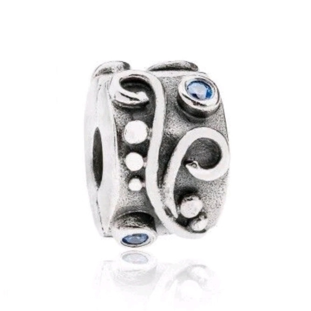 RETIRED PANDORA TENDRIL BLUE CZ CLIP